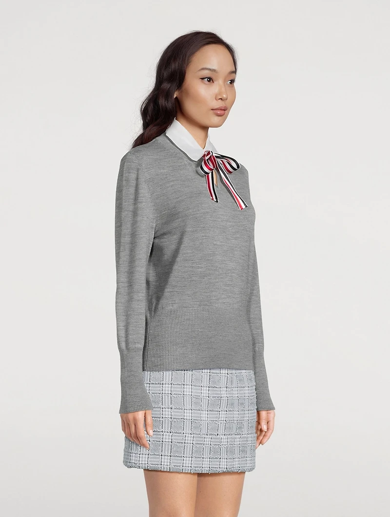 Wool Jersey Shirt With Organza Collar