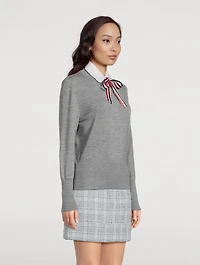 Wool Jersey Shirt With Organza Collar