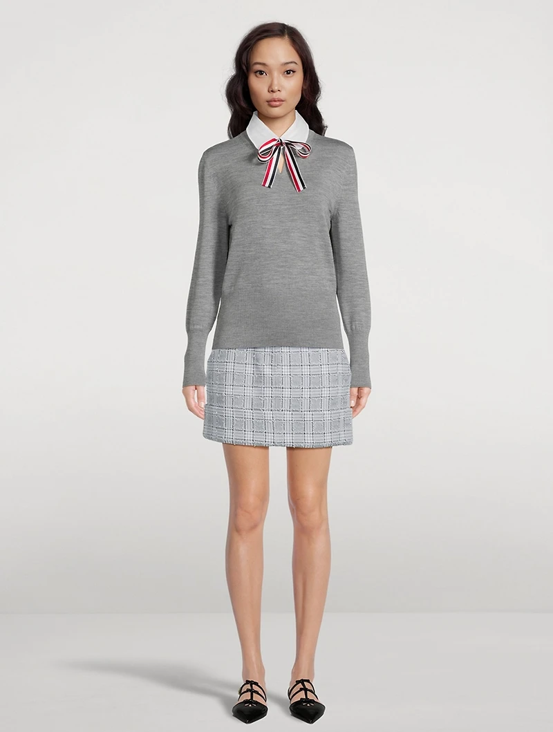 Wool Jersey Shirt With Organza Collar
