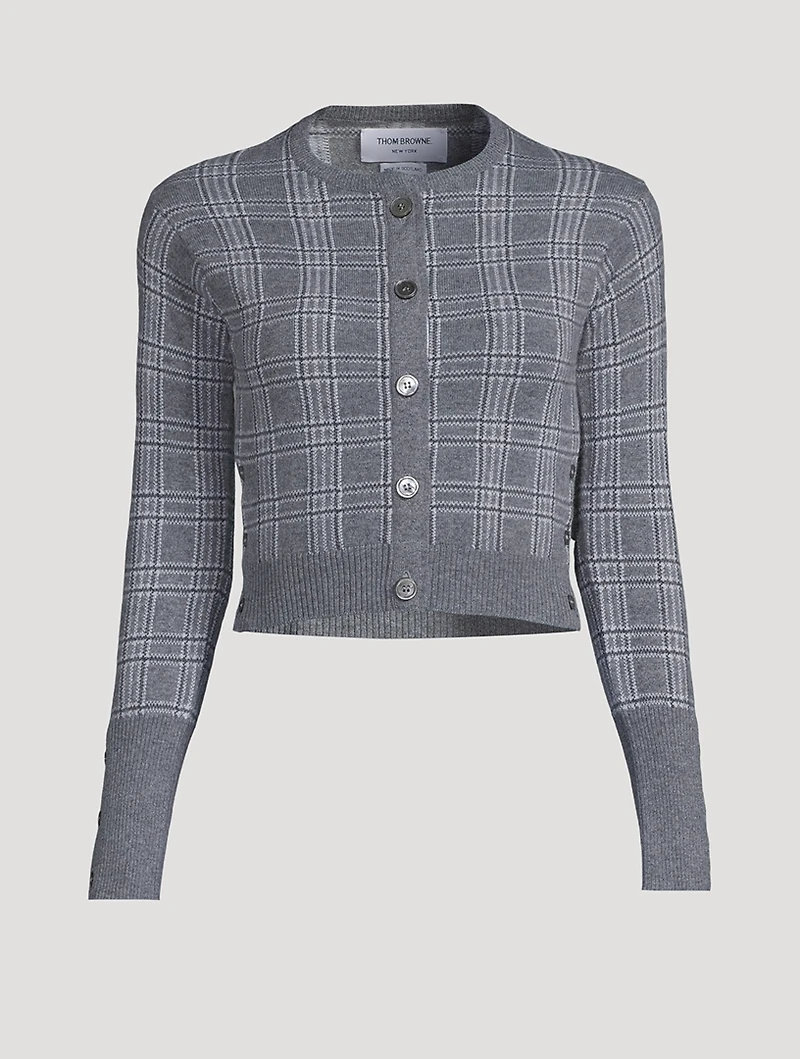 Cropped Cashmere Cardigan Prince Of Wales Check