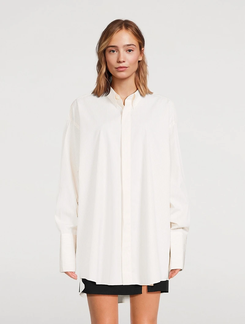 Oversized Poplin Shirt Stripe Print