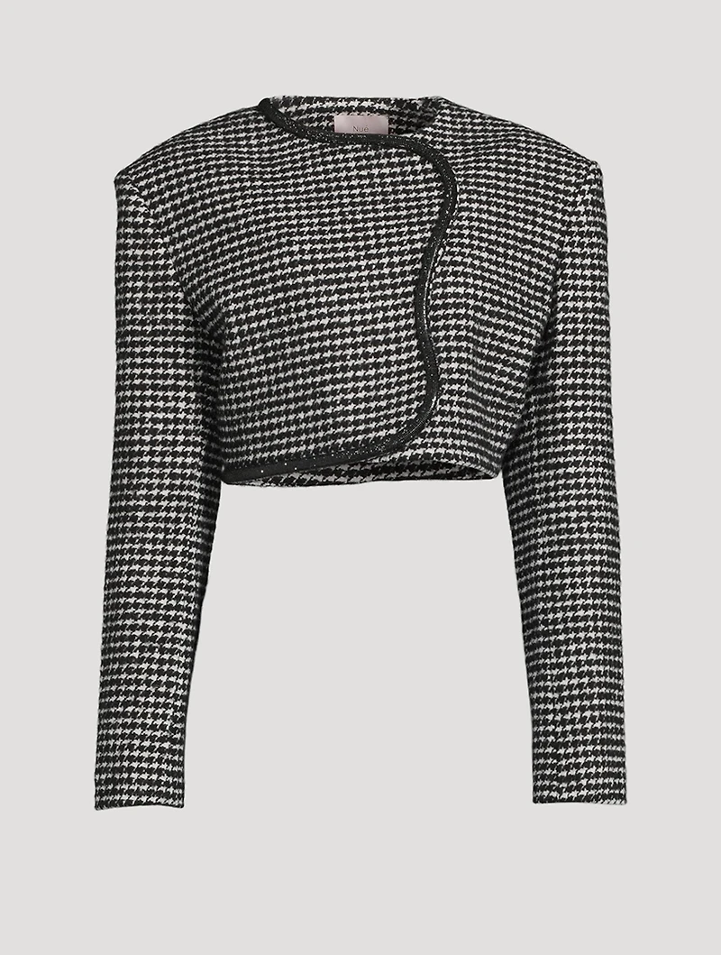Cropped Houndstooth Blazer