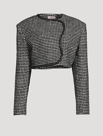Cropped Houndstooth Blazer