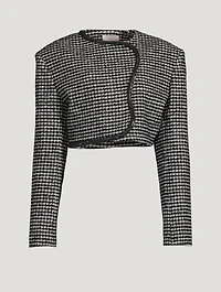 Cropped Houndstooth Blazer
