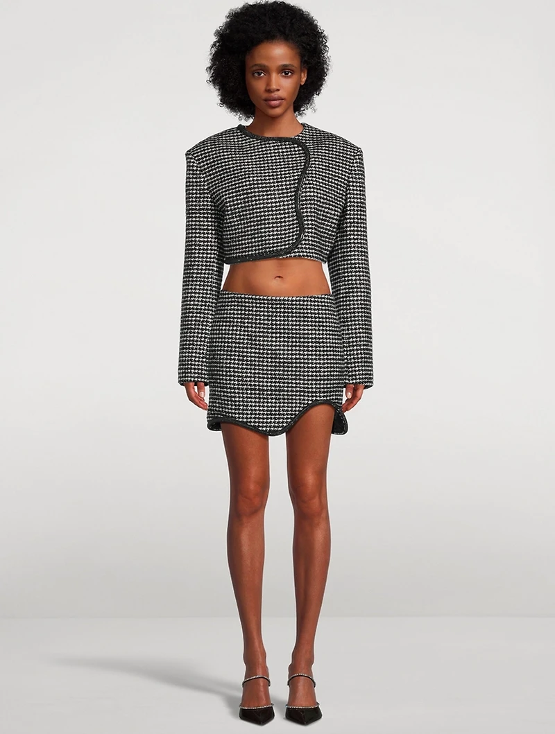 Cropped Houndstooth Blazer