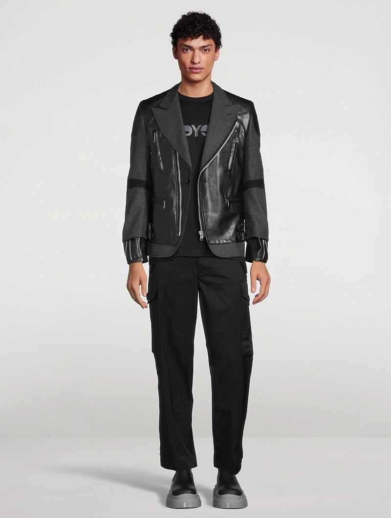 Wool Jacket With Faux Leather