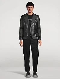 Wool Jacket With Faux Leather
