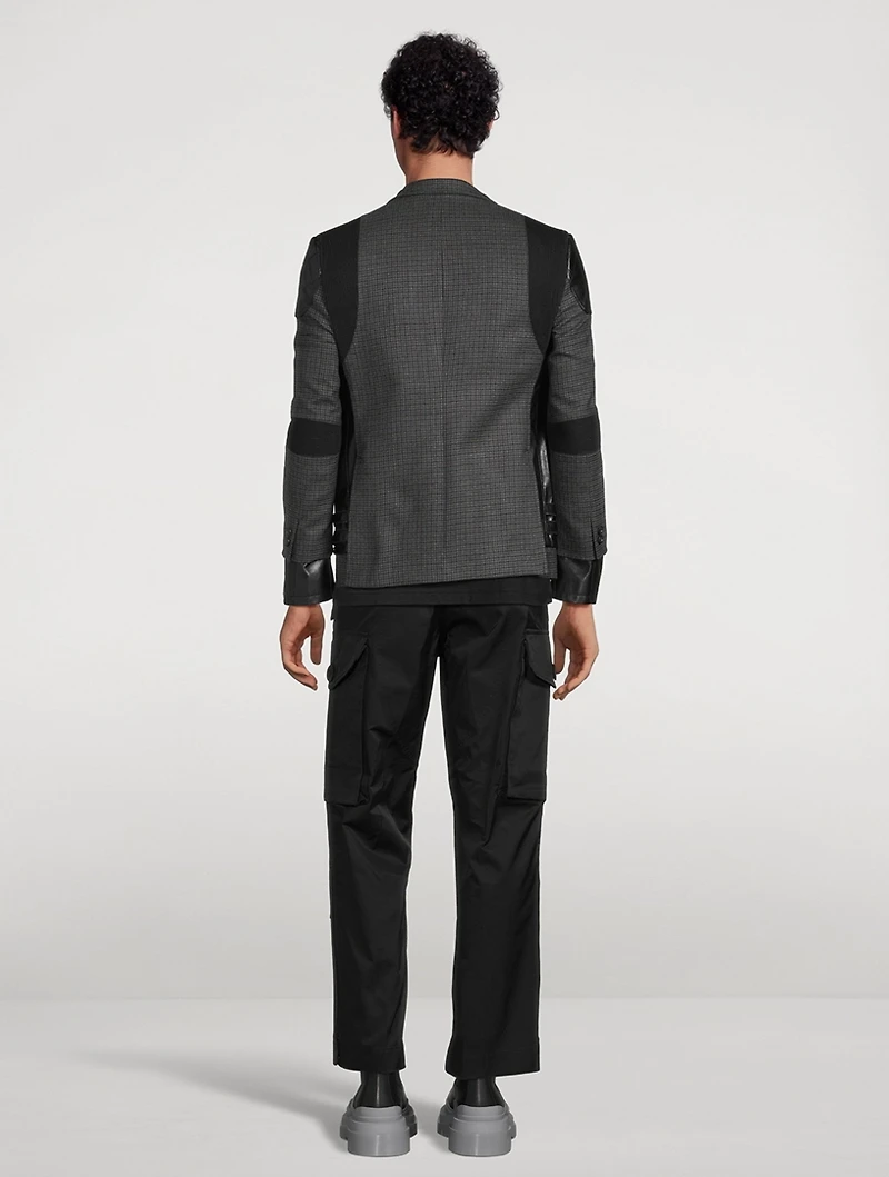 Wool Jacket With Faux Leather