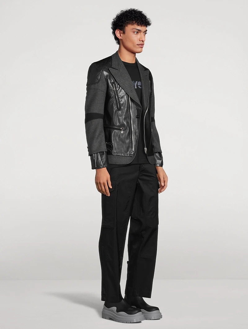 Wool Jacket With Faux Leather