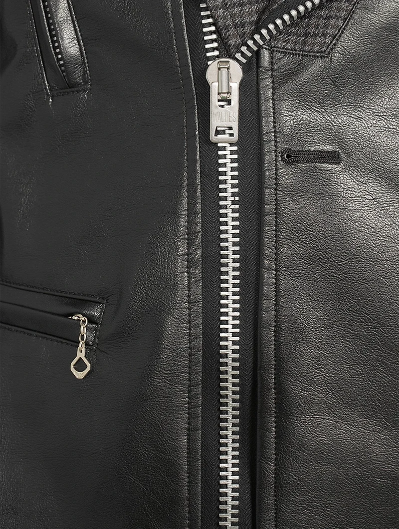 Wool Jacket With Faux Leather