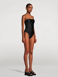 Strapless Ruched One-Piece Swimsuit