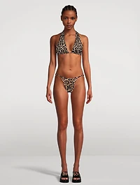 Reversible Ruched Bikini Top Leopard Print