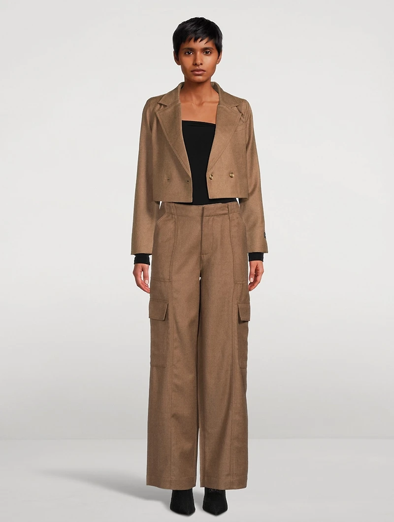 AG x Emrata Amia Wool Wide-Leg Pants