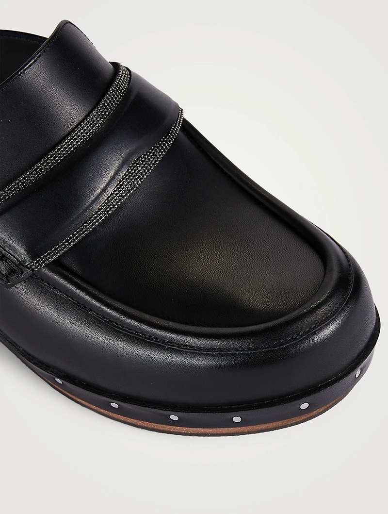 Shearling-Lined Leather Clogs