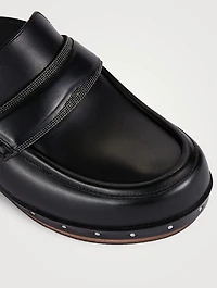 Shearling-Lined Leather Clogs