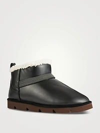 Shearling-Lined Leather Boots