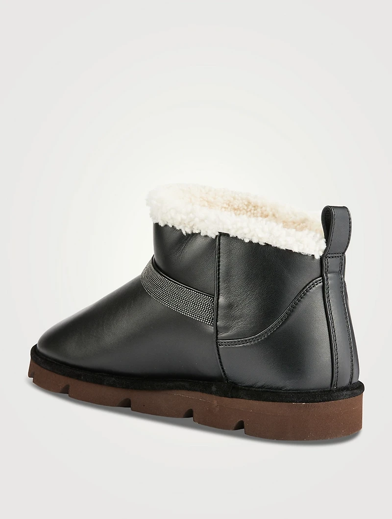 Shearling-Lined Leather Boots