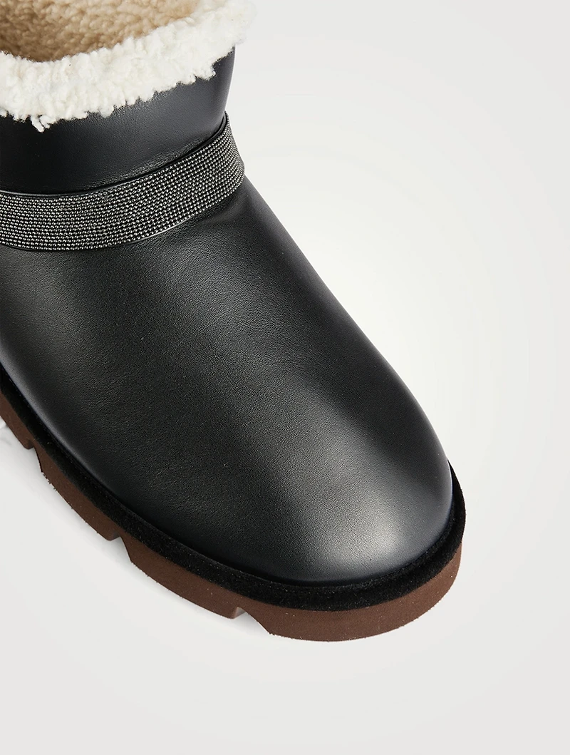 Shearling-Lined Leather Boots