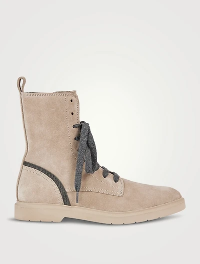 Suede Combat Boots