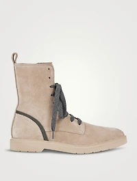Suede Combat Boots