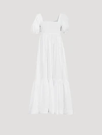 Smocked Poplin Maxi Dress