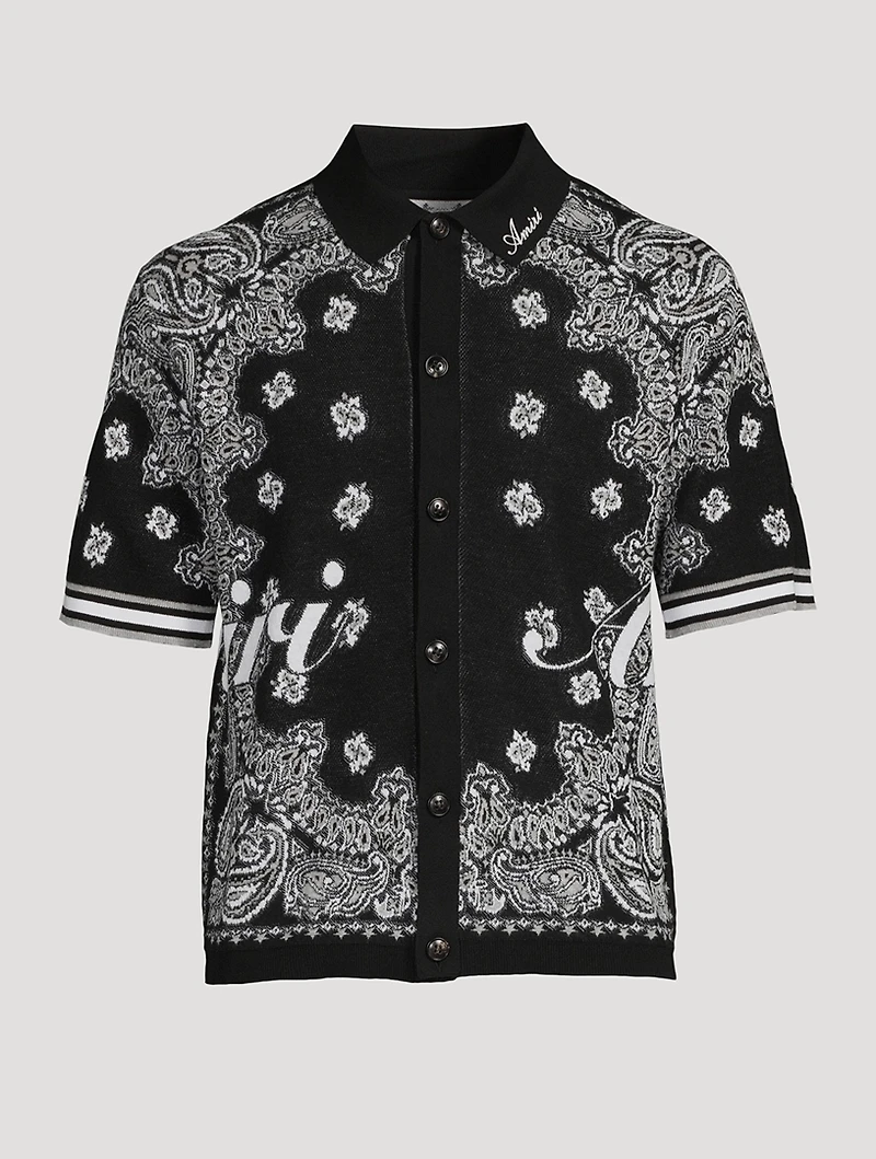 Cotton Short-Sleeve Shirt Bandana Print