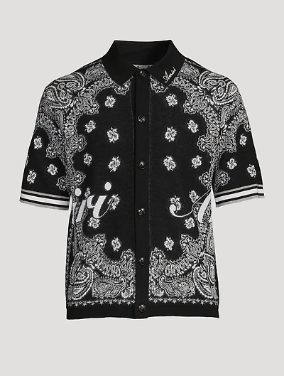 Cotton Short-Sleeve Shirt Bandana Print