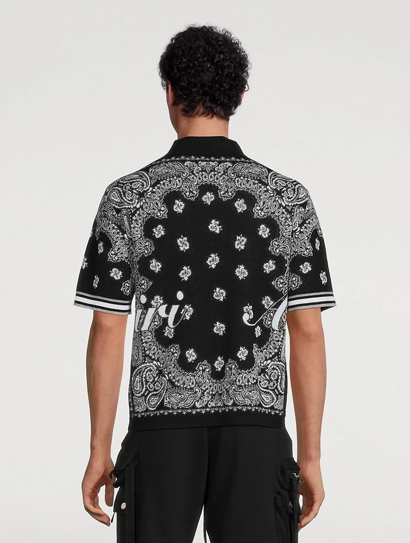 Cotton Short-Sleeve Shirt Bandana Print