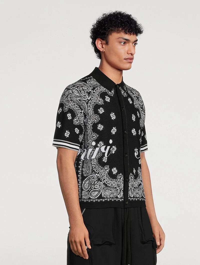 Cotton Short-Sleeve Shirt Bandana Print
