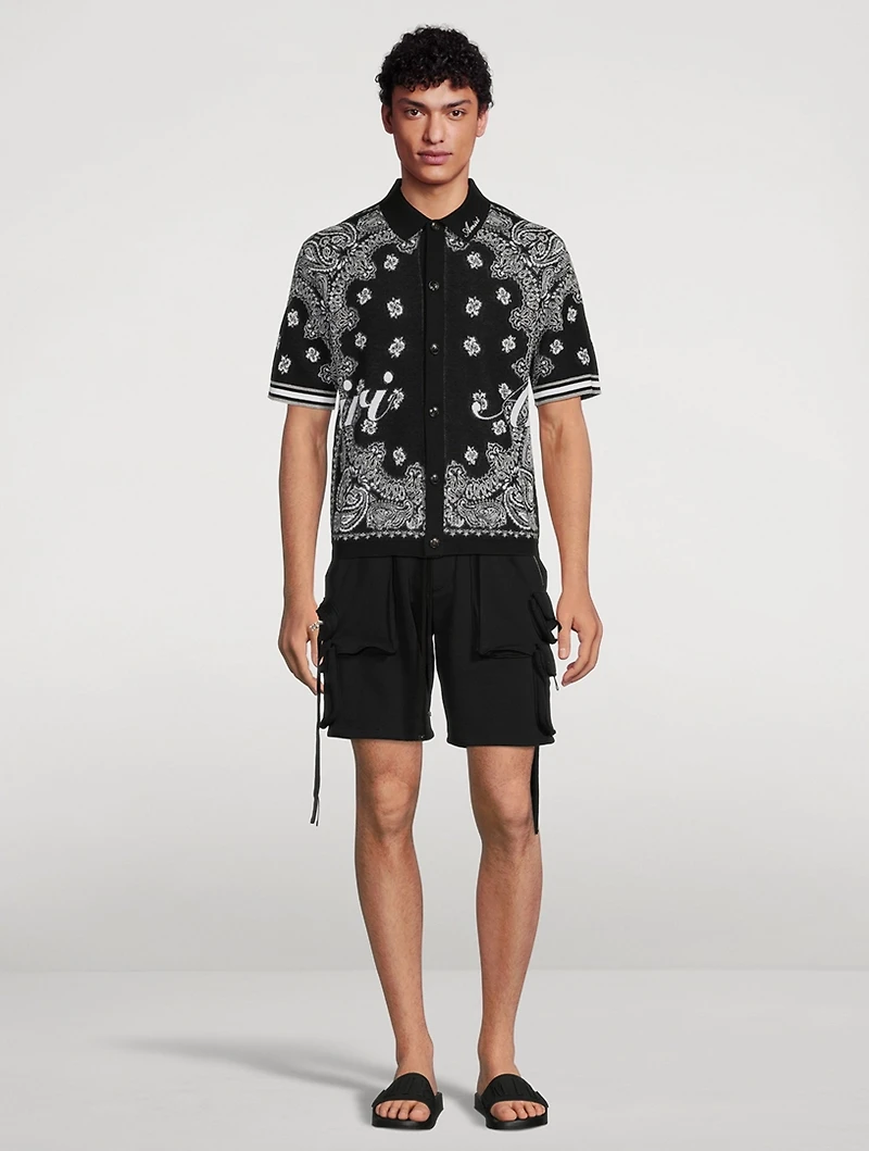 Cotton Short-Sleeve Shirt Bandana Print