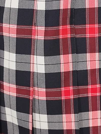 Pleated Twill Mini Skirt Tartan Print