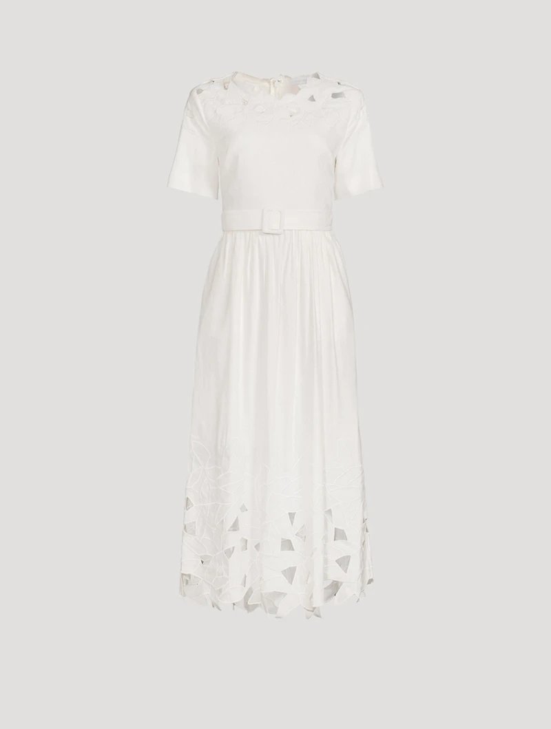 Jilly Linen-Blend Belted Midi Dress