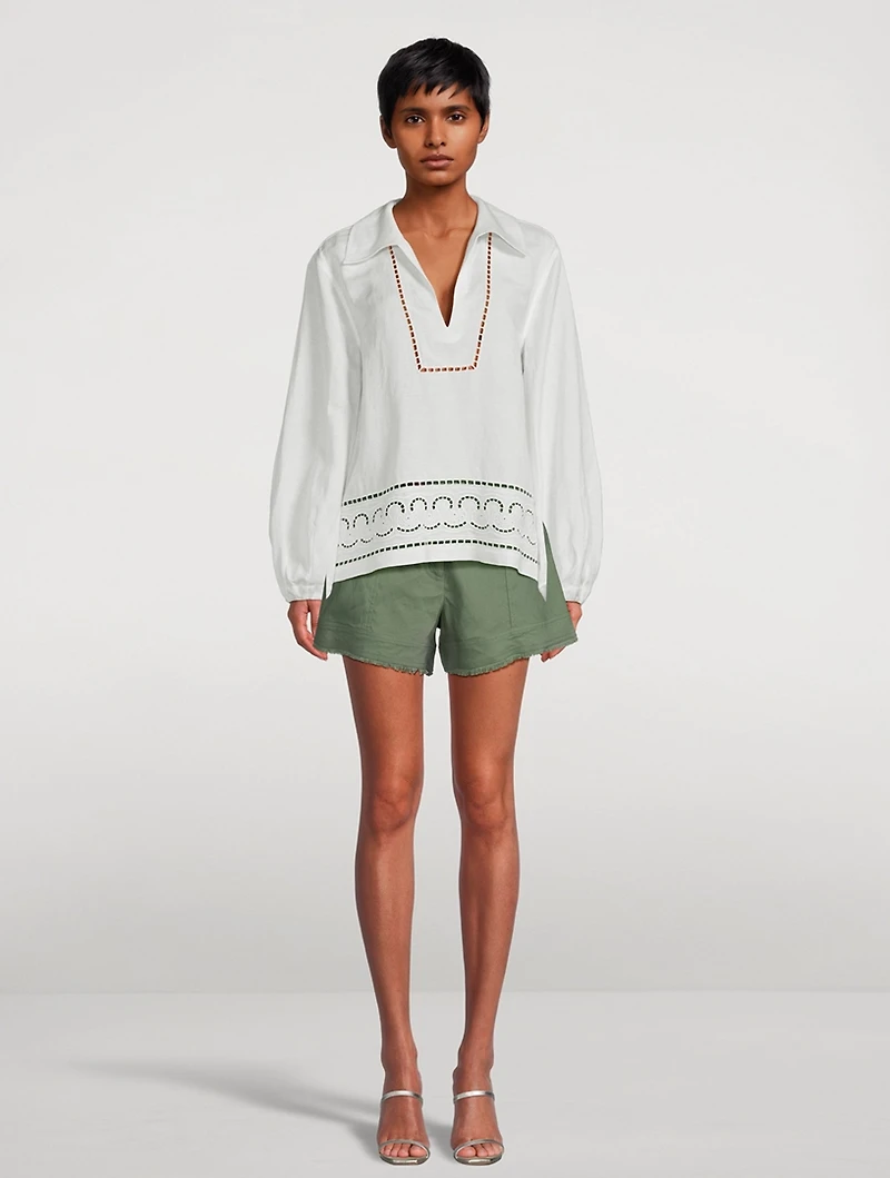 Kermit Linen-Blend Belted Shorts