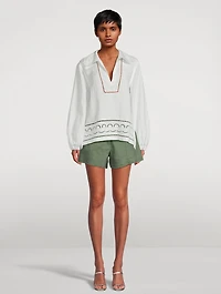 Kermit Linen-Blend Belted Shorts