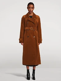 Ronas Belted Double-Breasted Corduroy Trench Coat