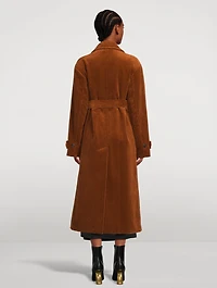 Ronas Belted Double-Breasted Corduroy Trench Coat