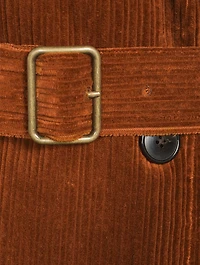 Ronas Belted Double-Breasted Corduroy Trench Coat