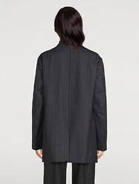 Blurs Oversized Wool Blazer Pinstripe Print