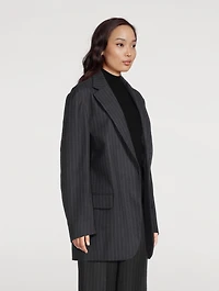 Blurs Oversized Wool Blazer Pinstripe Print