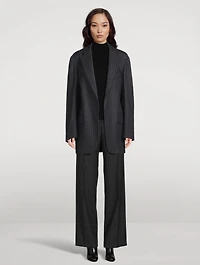 Blurs Oversized Wool Blazer Pinstripe Print