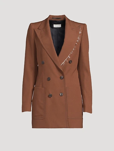Bylee Raw-Edge Double-Breasted Blazer