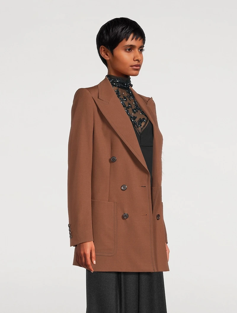 Bylee Raw-Edge Double-Breasted Blazer