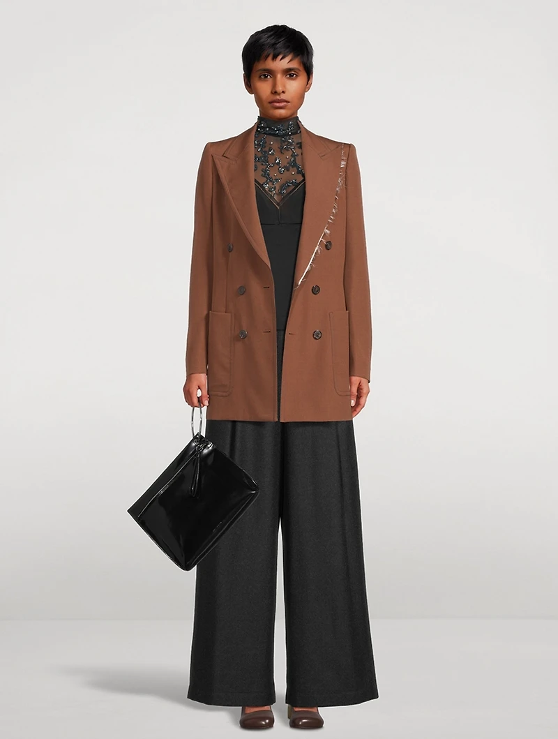 Bylee Raw-Edge Double-Breasted Blazer