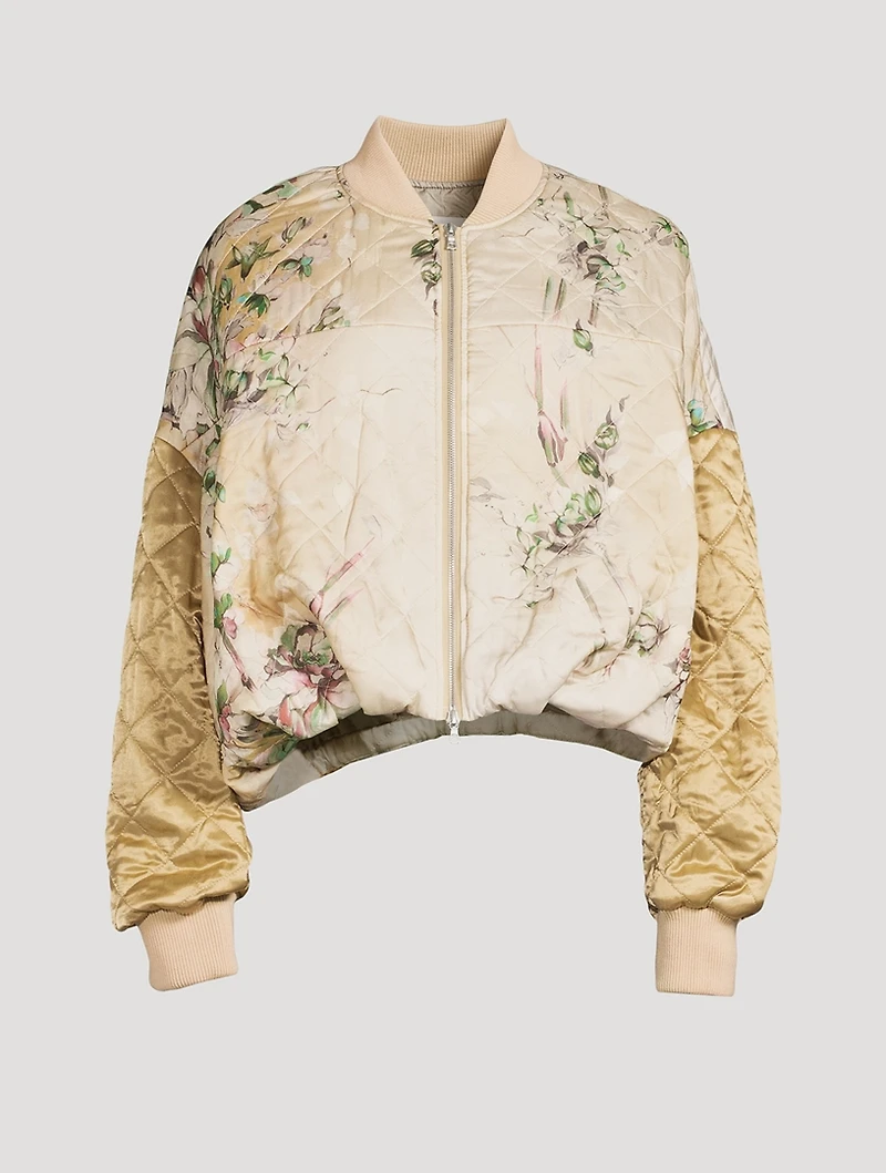 Veston Satin Bomber Jacket Floral Print