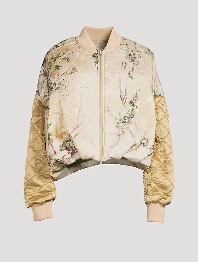 Veston Satin Bomber Jacket Floral Print
