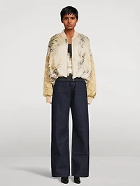 Veston Satin Bomber Jacket Floral Print