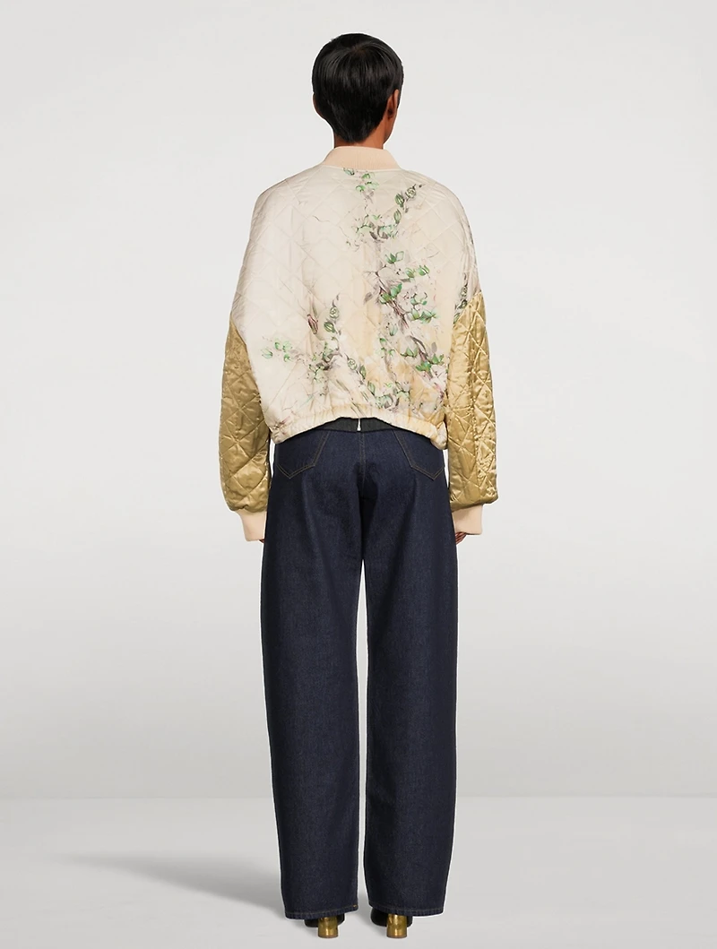 Veston Satin Bomber Jacket Floral Print