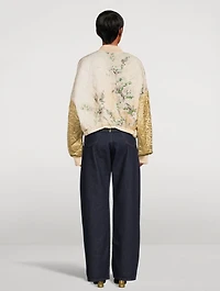 Veston Satin Bomber Jacket Floral Print