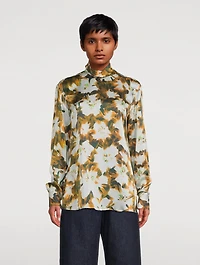 Contisy Silk Turtleneck Top Floral Print