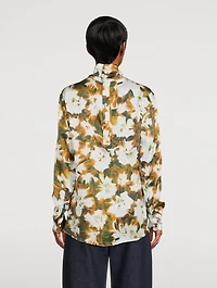 Contisy Silk Turtleneck Top Floral Print